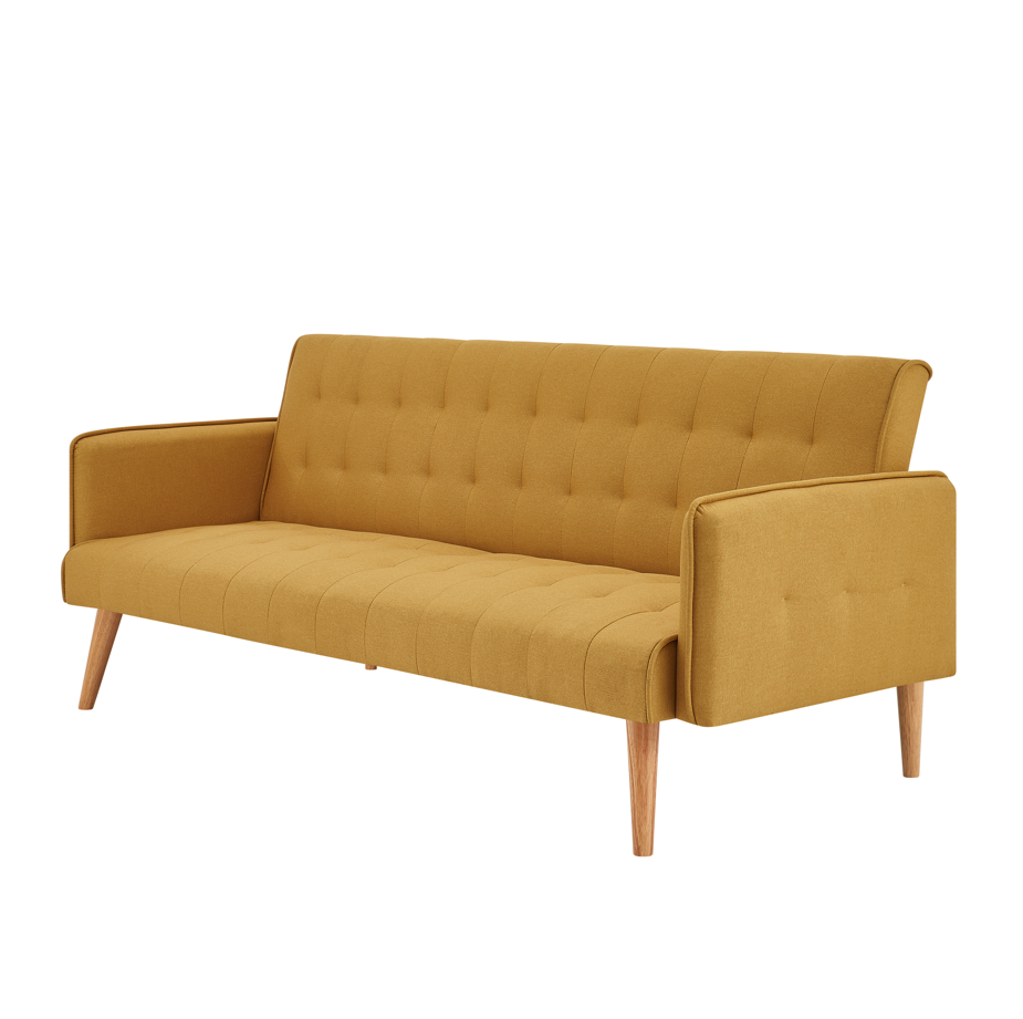 Mario Click Clack 3 Seater Double Sofa Bed - Mustard Bargainia