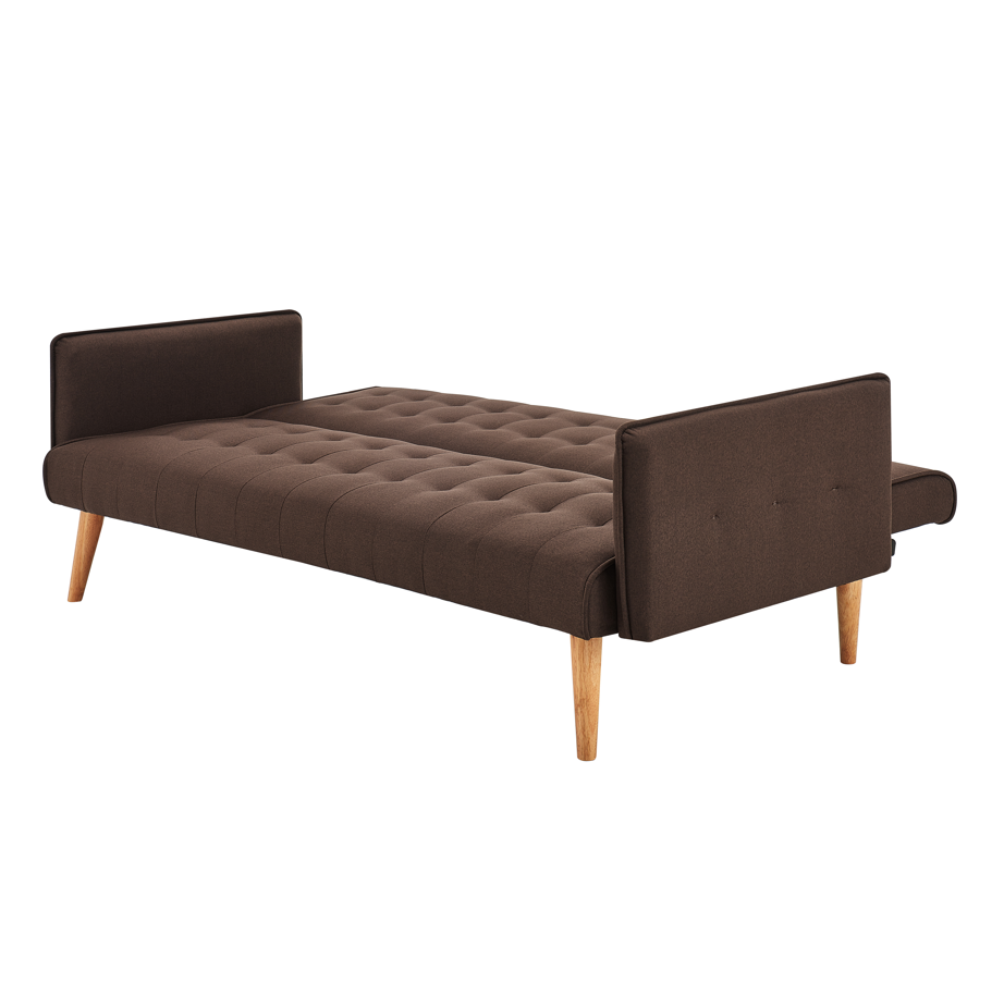 Mario Sofa Bed Click Clack 3 Seater Double - Brown Bargainia