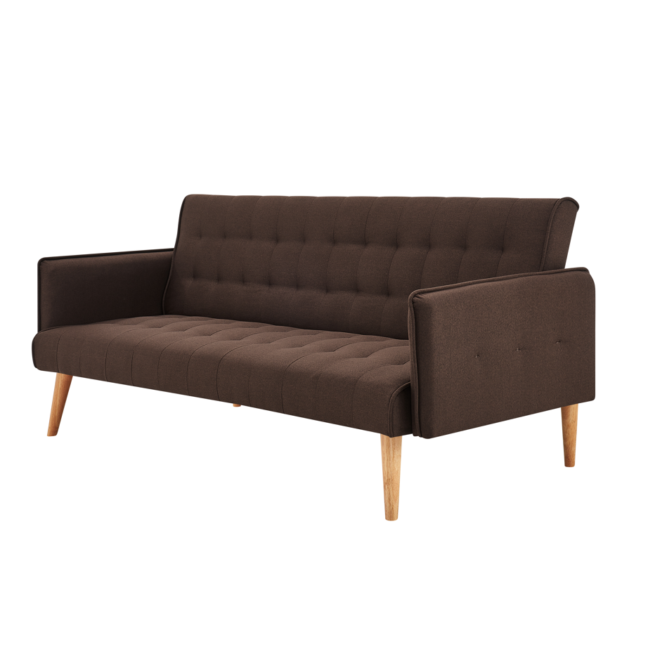 Mario Sofa Bed Click Clack 3 Seater Double - Brown Bargainia