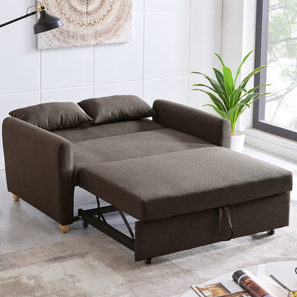 Dahlia Pull Out 2 Seater Double Sofa Bed - Brown-5056150263586-Bargainia.com