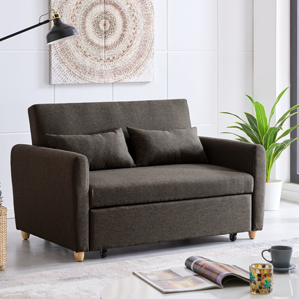 Dahlia Pull Out 2 Seater Double Sofa Bed - Brown-5056150263586-Bargainia.com