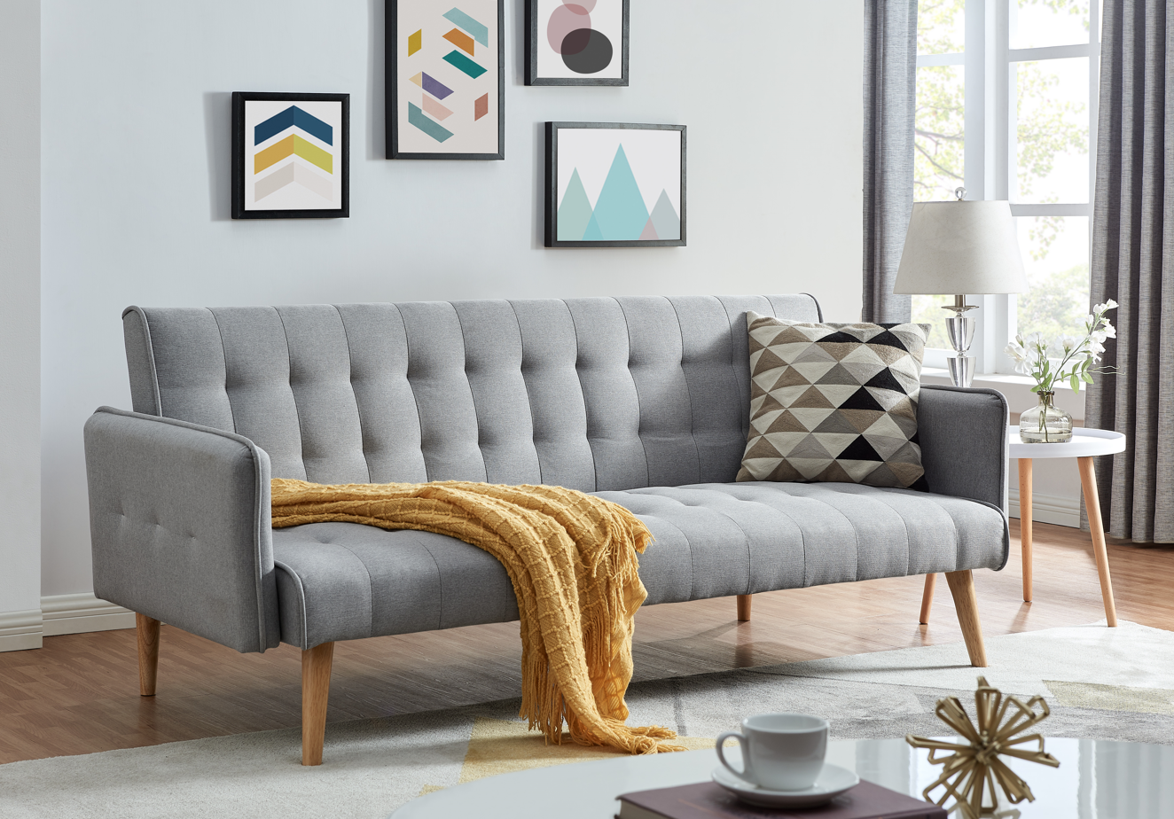 Mario Click Clack 3 Seater Double Sofa Bed - Grey Bargainia