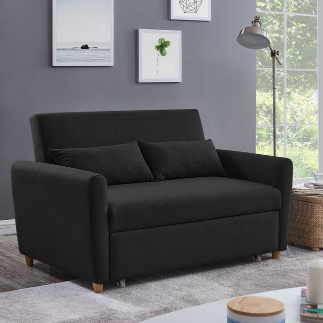 Dahlia Pull Out 2 Seater Double Sofa Bed - Black-5056150285151-Bargainia.com