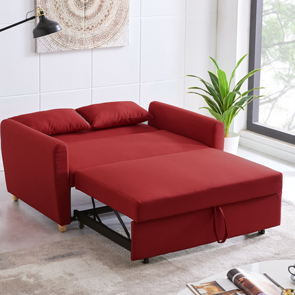 Dahlia Pull Out 2 Seater Double Sofa Bed - Red-5056150263616-Bargainia.com
