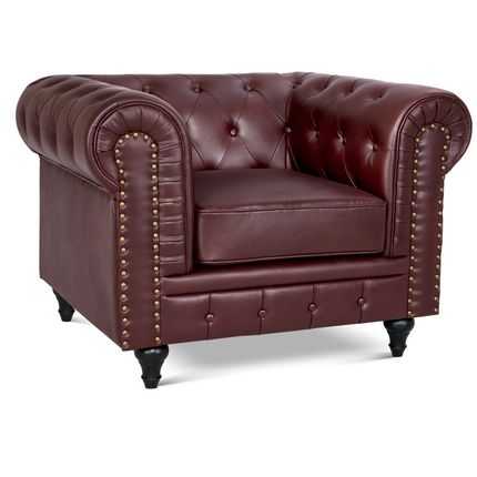 Faux Leather Chesterfield Sofa Suite - Brown-5056536103659-Bargainia.com