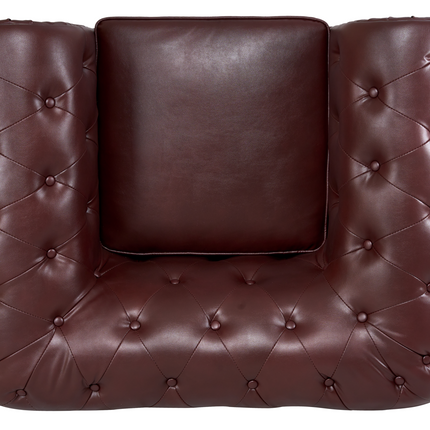 Faux Leather Chesterfield Sofa Suite - Brown-5056536103659-Bargainia.com