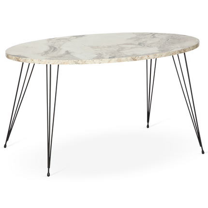 Terek Oval Coffee Table - White Marble-5056536101372-Bargainia.com