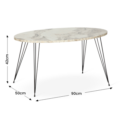 Terek Oval Coffee Table - White Marble-5056536101372-Bargainia.com