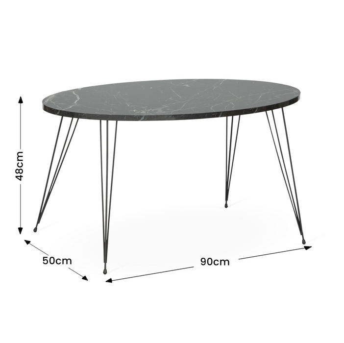 Terek Oval Coffee Table - Black Marble-5056536101389-Bargainia.com