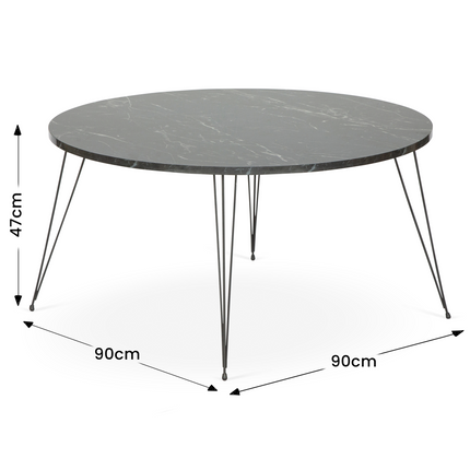 Terek Round Coffee Table - Black Marble-5056536101440-Bargainia.com