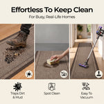 Sydney Brown Hallway Runner, Kitchen Mat, Non-Slip Rubber Backed Stair Runner, 66cm Wide, Washable, Lengths up to 30ft
