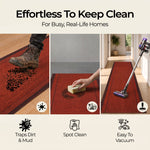 Sydney Red Stair Runner and Kitchen Mat, Non-Slip Gel Backed Hallway Runner with Dark Border, 66cm Wide, Custom Lengths