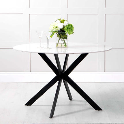 Round White Sintered Stone Table 1.2m