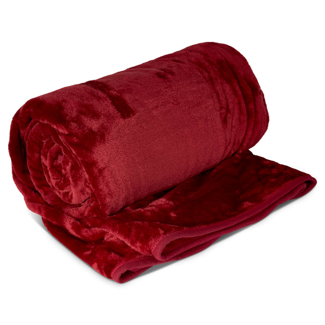 Hibernate Cosy Collection Soft Faux Mink Throw Thick Luxury Blanket - Burgundy