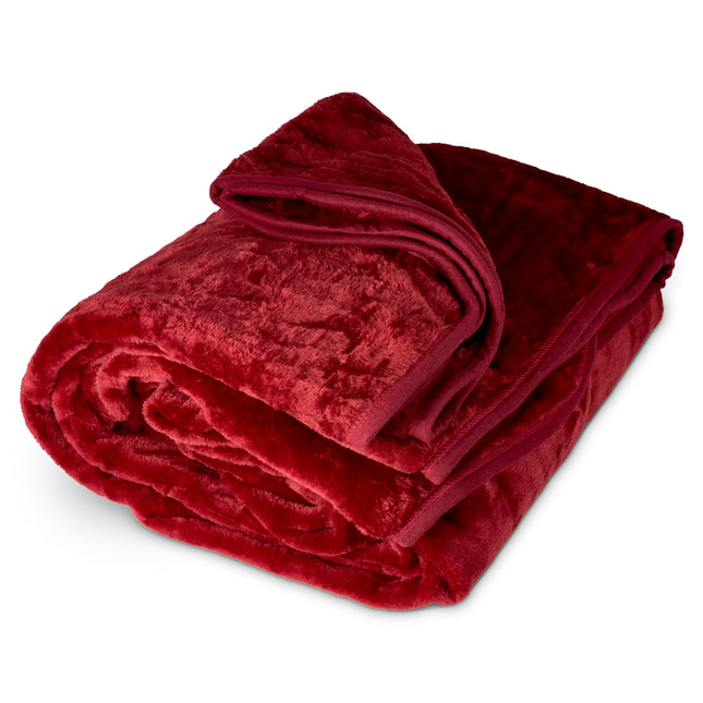 Hibernate Cosy Collection Soft Faux Mink Throw Thick Luxury Blanket - Burgundy