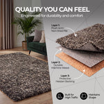 Enjoy Taupe Mottled Shaggy Rug, Taupe and Grey Blend, Thick Deep Pile Rug for Living Room and Bedroom, Non-Shedding