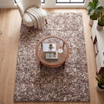 Enjoy Beige Mottled Shaggy Rug, Taupe and Beige Blend, Thick Deep Pile Rug for Living Room and Bedroom, Non-Shedding