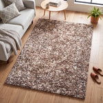 Enjoy Beige Mottled Shaggy Rug, Taupe and Beige Blend, Thick Deep Pile Rug for Living Room and Bedroom, Non-Shedding