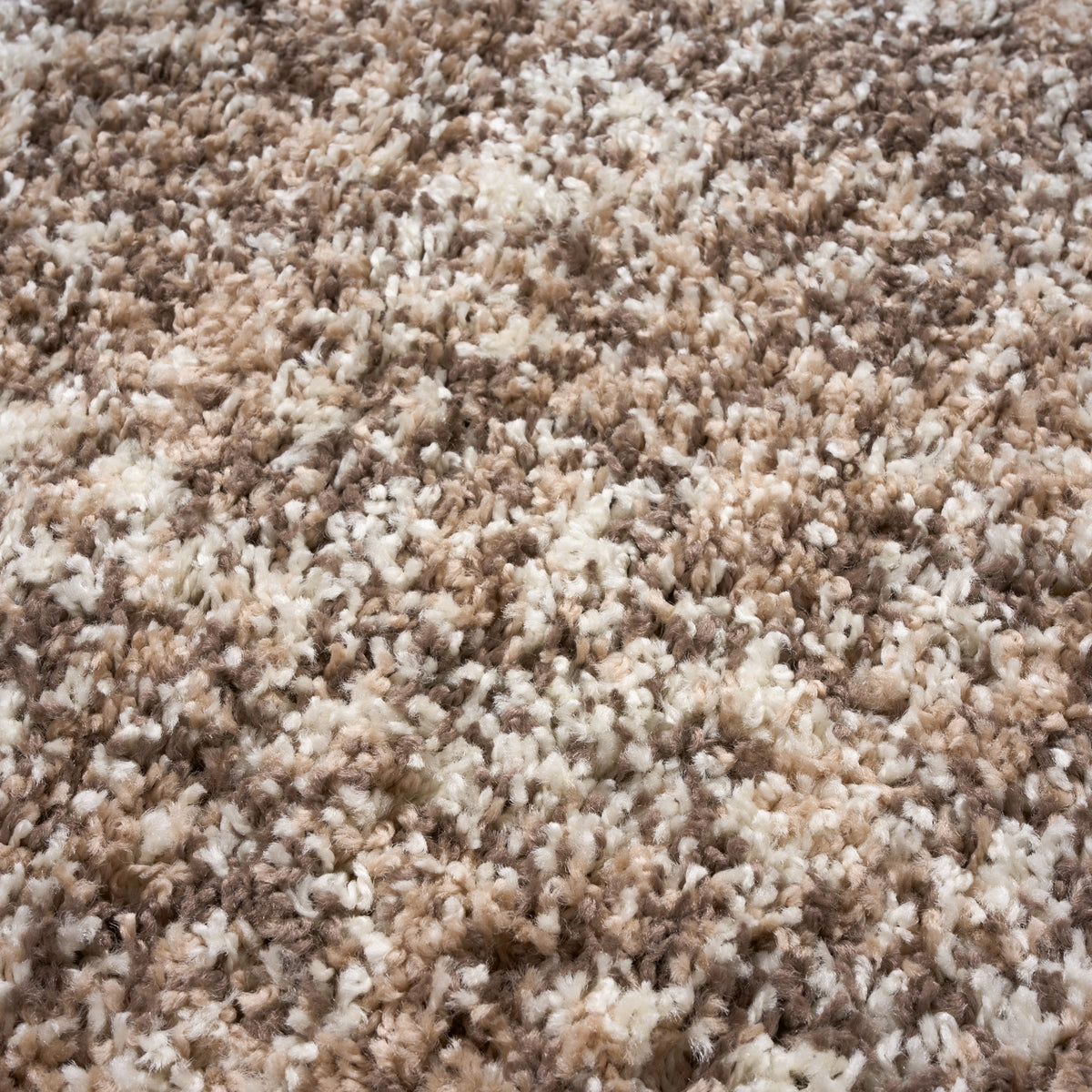 Enjoy Beige Mottled Shaggy Rug, Taupe and Beige Blend, Thick Deep Pile Rug for Living Room and Bedroom, Non-Shedding