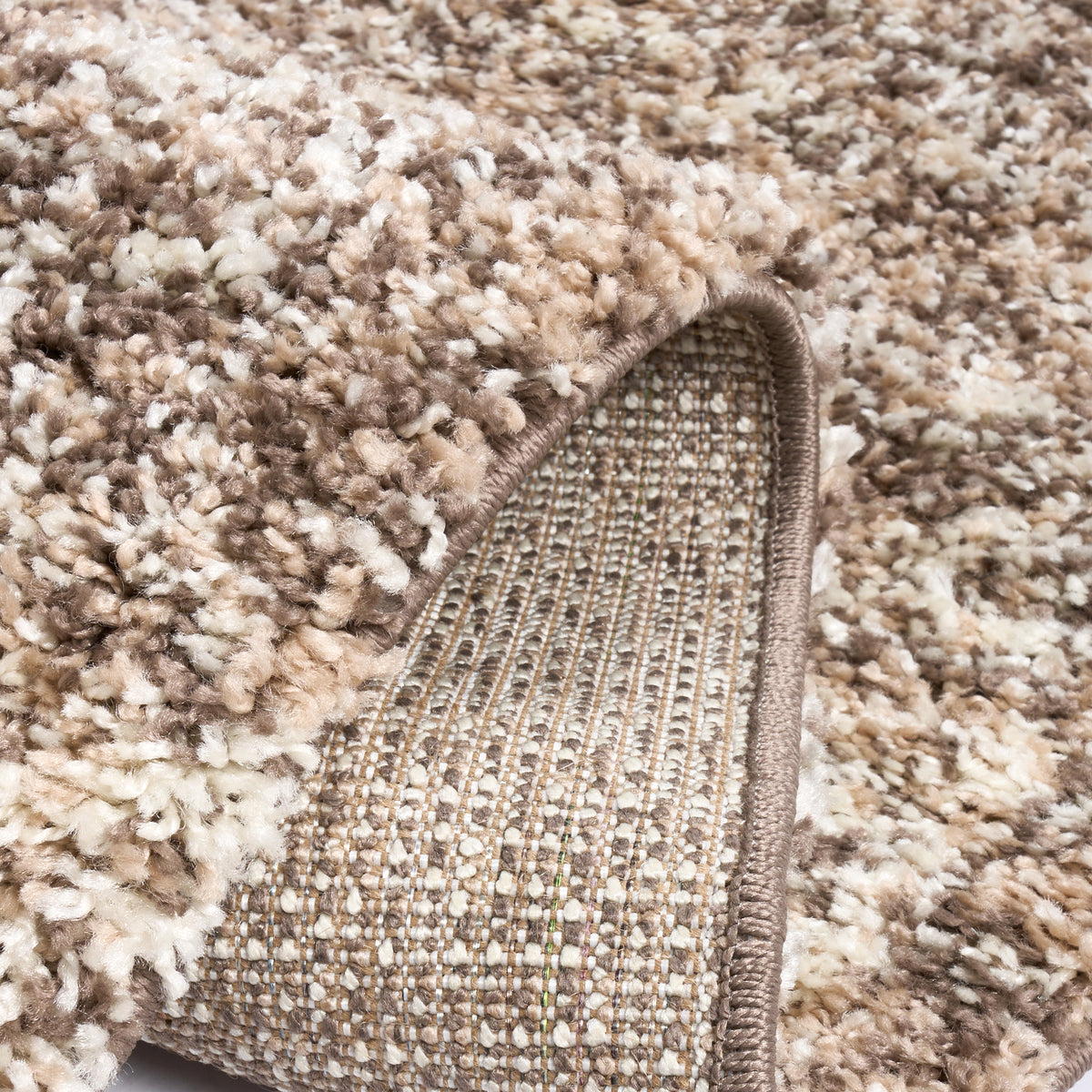 Enjoy Beige Mottled Shaggy Rug, Taupe and Beige Blend, Thick Deep Pile Rug for Living Room and Bedroom, Non-Shedding