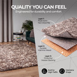 Enjoy Beige Mottled Shaggy Rug, Taupe and Beige Blend, Thick Deep Pile Rug for Living Room and Bedroom, Non-Shedding