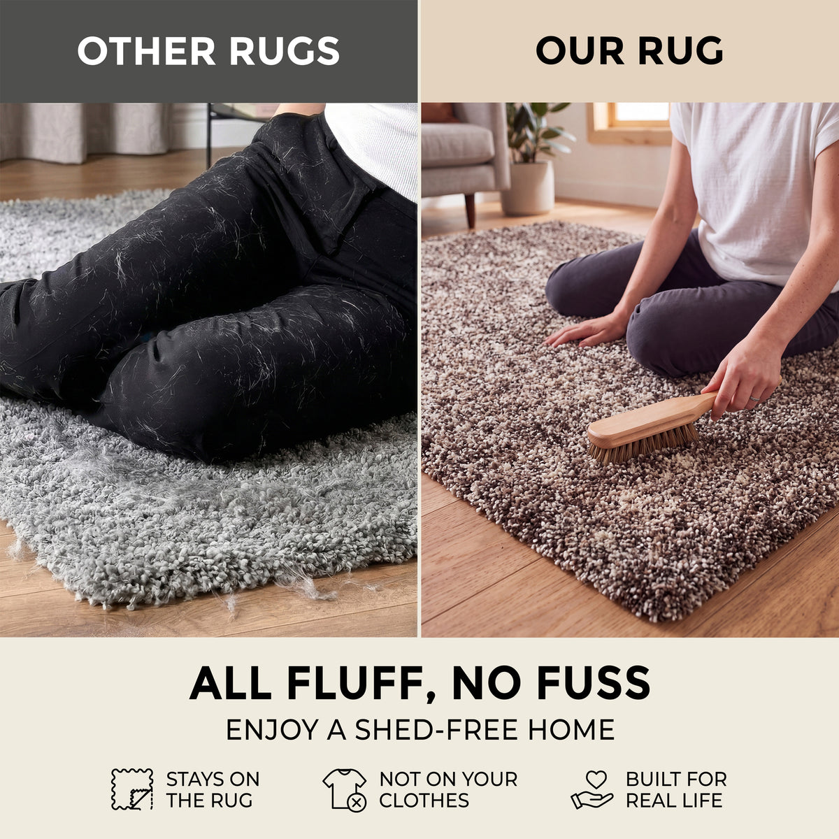 Enjoy Beige Mottled Shaggy Rug, Taupe and Beige Blend, Thick Deep Pile Rug for Living Room and Bedroom, Non-Shedding