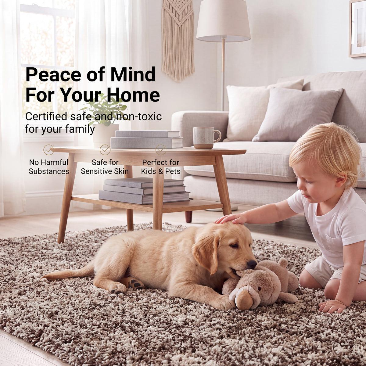 Enjoy Beige Mottled Shaggy Rug, Taupe and Beige Blend, Thick Deep Pile Rug for Living Room and Bedroom, Non-Shedding