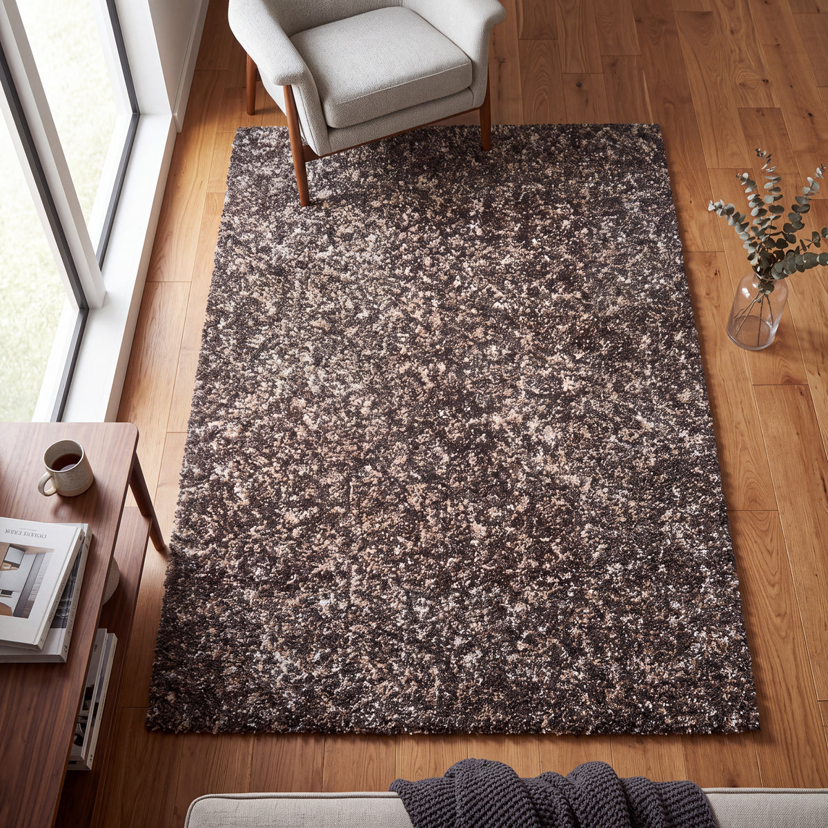 Taupe & Grey Blend Shaggy Rug - Enjoy