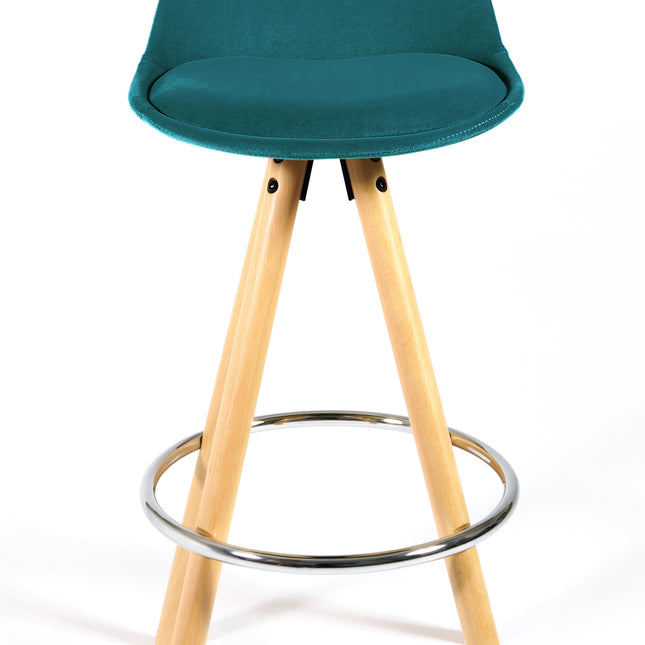 Barcelona Bar Stools Matte Velvet - Ocean Green Stools Clearance