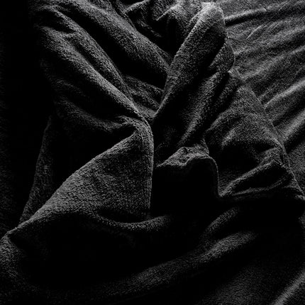Hibernate Collection Super Soft Teddy Fleece Duvet & Two Pillow Covers Set - Black-Bargainia.com