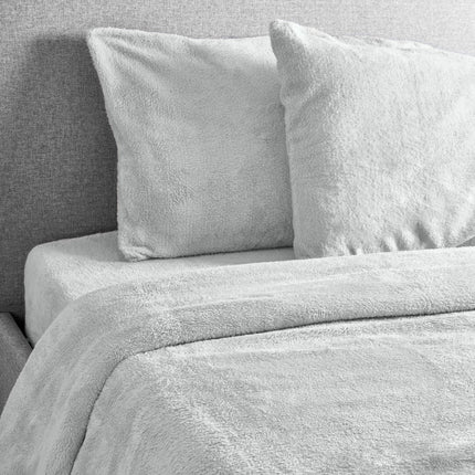 Hibernate Collection Super Soft Teddy Fleece Duvet & Two Pillow Covers Set - Silver-Bargainia.com