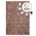 Terracotta and Teal Mottled Shaggy Rug, Thick 40mm Pile, Non-Shed Polypropylene, Underfloor Heating Safe, Enjoy