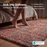 Terracotta and Teal Mottled Shaggy Rug, Thick 40mm Pile, Non-Shed Polypropylene, Underfloor Heating Safe, Enjoy