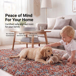 Terracotta and Teal Mottled Shaggy Rug, Thick 40mm Pile, Non-Shed Polypropylene, Underfloor Heating Safe, Enjoy