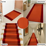 Terracotta Border Stair Runner, Hessian Backed Hallway Carpet Runner, 60cm Wide, 9mm Low Pile, Custom Lengths