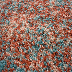 Terracotta and Teal Mottled Shaggy Rug, Thick 40mm Pile, Non-Shed Polypropylene, Underfloor Heating Safe, Enjoy