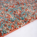 Terracotta and Teal Mottled Shaggy Rug, Thick 40mm Pile, Non-Shed Polypropylene, Underfloor Heating Safe, Enjoy