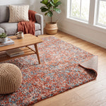 Terracotta and Teal Mottled Shaggy Rug, Thick 40mm Pile, Non-Shed Polypropylene, Underfloor Heating Safe, Enjoy