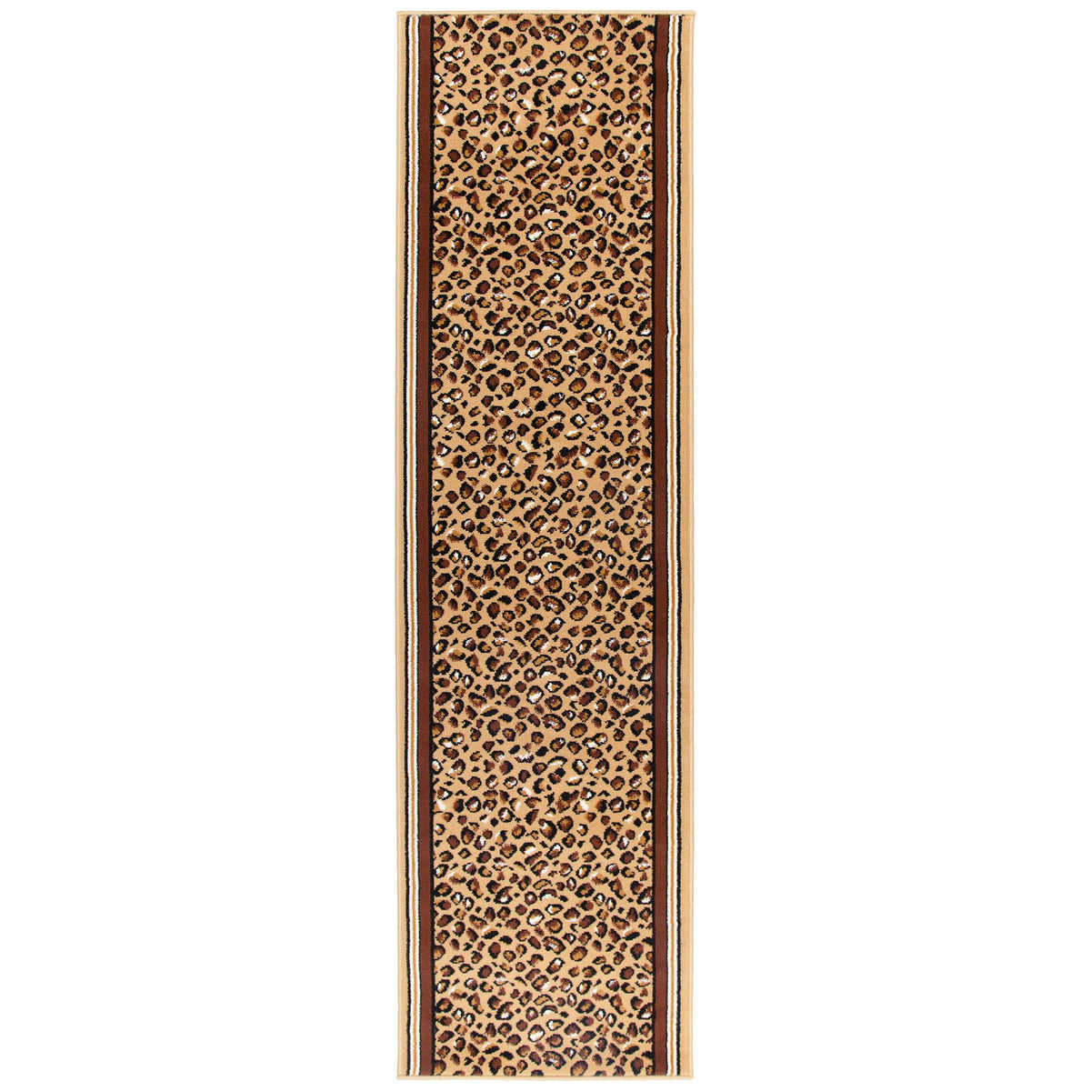 Leopard Print Stair Runner, Animal Print Hallway Carpet Runner, Flexible Hessian Backed, 60cm Wide, Custom Length