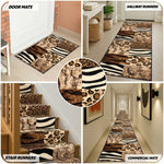Texas Safari Animal Print Stair Runner, Leopard, Zebra and Tiger Hessian Backed Hallway Runner, Custom Length