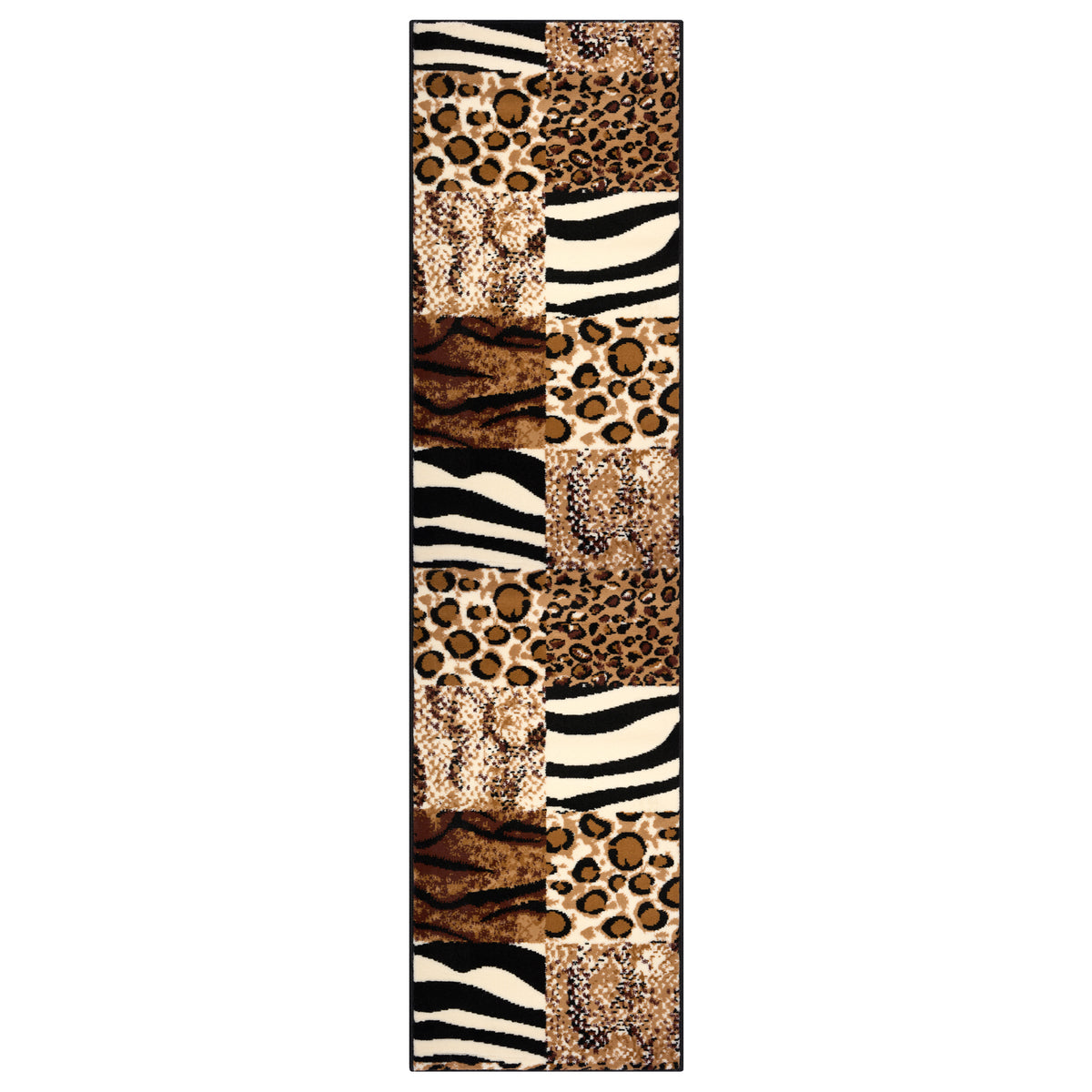 Texas Safari Animal Print Stair Runner, Leopard, Zebra and Tiger Hessian Backed Hallway Runner, Custom Length