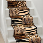 Texas Safari Animal Print Stair Runner, Leopard, Zebra and Tiger Hessian Backed Hallway Runner, Custom Length