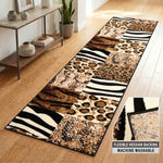 Texas Safari Animal Print Stair Runner, Leopard, Zebra and Tiger Hessian Backed Hallway Runner, Custom Length