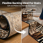 Texas Safari Animal Print Stair Runner, Leopard, Zebra and Tiger Hessian Backed Hallway Runner, Custom Length