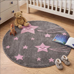 Tapis Étoiles roses et grises - Enfants