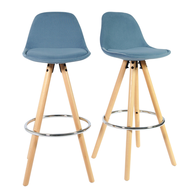 Barcelona Bar Stools Matte Velvet - Duck Egg Blue