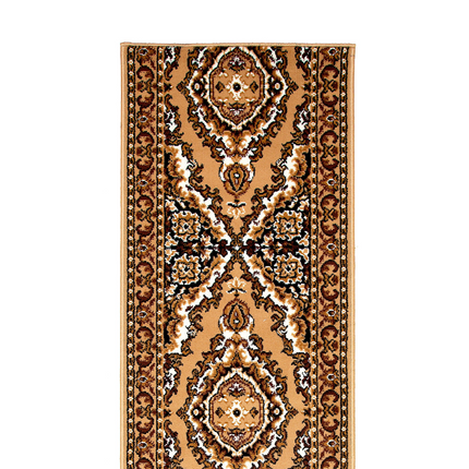 Stair Runner Hard Wearing Kitchen Mat -  Texas Beige Traditional Medallion