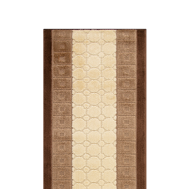 Stair Runner Non-Slip Kitchen Mat - London Geometric Beige & Brown