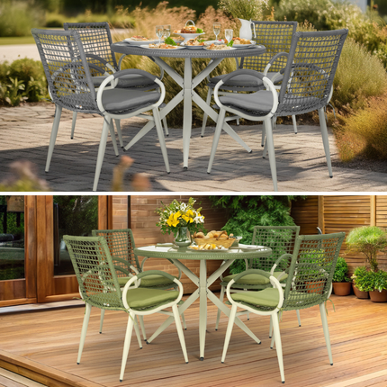 Nissi Outdoor 5-Piece Rattan Dining Set - Grey or Green