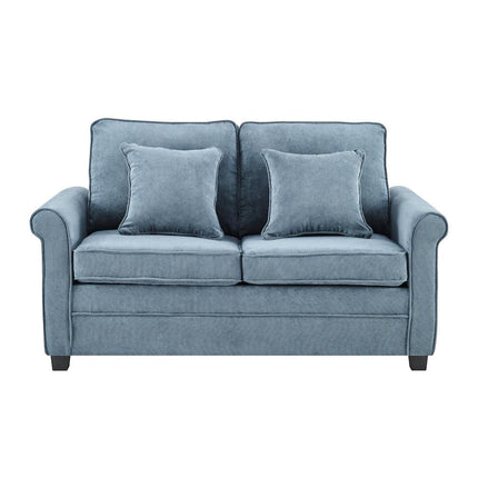 Ramy Corduroy 2 Seater Fold Out Sofa Bed - Blue-Bargainia.com